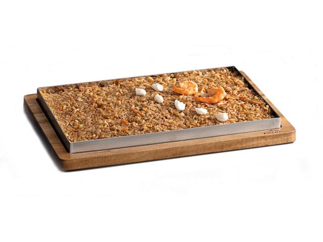 LLAUNA PARA ARROZ C/BASE DE MADERA 33x23 cm @