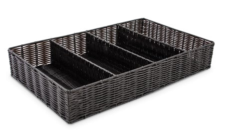 PORTACUBIERTOS DE RATTAN NEGRO 4 COMPARTIMENTOS*-