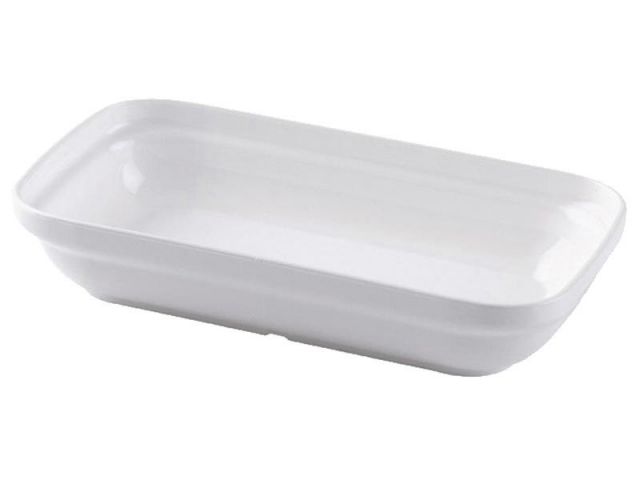 BOWL RECTANGULAR DE MELAMINA BLANCO 12 x 9 cm//JJ