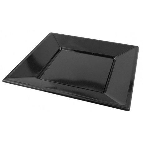 PLATOS CUADRADOS PP 18 cm NEGRO 25 unidades